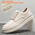 Madingi vyri&scaron;ki natūralios odos avalynė Laisvalaikis neslystantis, atsparus dėvėjimuisi vyri&scaron;kas odinis batai Visi&scaron;kai tinkantys auk&scaron;tį didinantys kvėpuojantys batai 38 balta