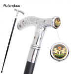 Baltos gėlės Unity and Faith Totem Relief Cosplay Walking Cane Fashion Stick Gentleman Crosier Knob vaik&scaron;čiojimo lazda 92 cm