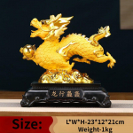 Kini&scaron;ko stiliaus Zhaocai Fengszhui Auksinio drakono ornamentas Turto pritraukimas Laimingas drakono talismanas Stalo dekoracija
