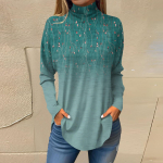 Madingi laisvalaikio moteri&scaron;ki mar&scaron;kinėliai su spaudiniu ilgomis rankovėmis su dideliu kaklu L juoda