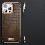 krokodilo ra&scaron;to rėmelio dėklas iPhone 16 15 14 13 Pro Max itin plonas verslo galinis dangtelis Apple 16Pro MAX priedams iPhone 16 Pro auksas