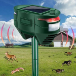 Atnaujintas 2 krypčių ultragarsinis saulės energija varomas kenkėjų atbaidiklis su 180&deg; matymo kampu, saulės energija varomas / įkraunamas USB judesio jutiklis