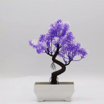 Sodo kompozicijos ornamentai Plastikiniai augalai Bonsai Mažas medis Vazonas Dirbtinis augalas Vazoninė gėlė Namų kambario stalo dekoracija violetinė