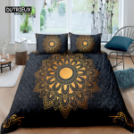 Namų gyvenimo prabanga 3D Mandala patalynės komplektas Tamsiai mėlynas Boho antklodės užvalkalas Pagalvės užvalkalas Karalienės ir Karaliaus EU/US/AU/UK dydis Antklodė Patalynė EU single(135x200cm)