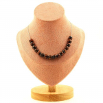 Pierres et Min&eacute;raux. Collier 15 perles Oeil de Tigre rouge 8 mm. Chaine en acier inoxydable Collier femmes, hommes. Taille personna