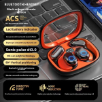 Be ausų OWS &bdquo;Bluetooth&ldquo; ausinės. Sportinės ausinės su didele i&scaron;tverme. juoda