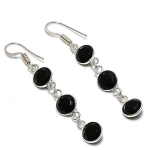 Black Spinel Handmade 925 Sterling Silver Gift Jewelry Earring 2.36 y2h40