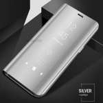 Skirtas Samsung M34 5G dėklui Prabangus skaidraus vaizdo veidrodinis atverčiamas stovas telefono dėklas, skirtas Samsung GALAXY M34 2023 M 34 apsauga galinis dangtelis For Galaxy M34 5G sidabras
