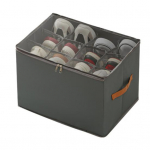 Batų laikymo dėžė su skaidriu dangteliu, užsegama užtrauktuku, didelės talpos, keli skyriai, spintos batų laikymo organizatorius juoda