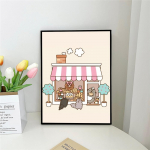 1vnt Animacinis filmas P-Pusheen K-Kawai Cat Plakatas Lipnus meno plakatas Neper&scaron;lampamas popierinis lipdukas Kavos namų baro kambario sienų dekoras 21cm&times;30cm NoFrame