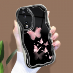 Mielas animacinių filmų ra&scaron;tų kreminės tekstūros korpusas, banguotas kra&scaron;tas, mink&scaron;tas silikoninis dangtelis telefono dėklas, skirtas Huawei Honor Infinix Tecno iPhone Huawei Mate 30 juoda