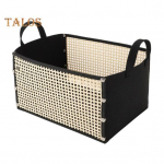 Rankomis pintas bambukinis laikymo krep&scaron;ys Didelės talpos organizatorius Daugiafunkcis sulankstomas dizainas Skalbinių krep&scaron;ys su rankena ruda