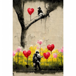 Pop Street Grafiti Sienos Dailė Banksy Berniukas Mergaitė su Balionu ant Drobės Plakatai ir Spaudiniai Tapyba Svetainei Namų Dekoras Dovanos 70cm&times;120cm NoFrame