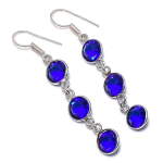Natural Blue Topaz Gemstone 925 Sterling Silver Jewelry Earring 2.25 r3m96