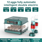 12/24/48/64/130 Kiau&scaron;inių Automatinis Inkubatorius Termostatinis Vi&scaron;čiukų Ritinimo Aparatas Multifunkcinis Ūkio Kiau&scaron;inių Rituliojimo Aparatas 12 eggs (Dual power） blue
