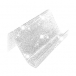 Akrilinis vizitinių kortelių laikiklis stalui su blizgučiais, stalinis vardinių kortelių organizatorius stovas namų biurui