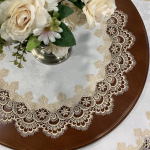 Vintažinė europieti&scaron;ka apvali nėriniuota staltiesė, padėkliukas Diameter 220cm Round