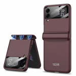 Flip5 Flip6 magnetinis dėklas Samsung Galaxy Z Flip 6 5 4 3, pilna apsauga, vyris, prabangus dangtelio korpusas, kameros stiklas ant Z Flip 3 4 For Galaxy Z Flip 4 tamsiai raudona spalva