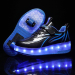 Dviračiai Vaikams LED &Scaron;viečiantys Ritinio Batai Vaikams Berniukams Mergaitėms &Scaron;viečiantys Sportbačiai Riedlentė USB Įkrovimas 33(insole 21cm)