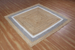 Džiuto vidaus ir lauko kilimas, rankų darbo natūralus kilimas bet kuriai erdvei, rusti&scaron;kas dekoras bet kuriai erdvei 60 cm x 120 cm (2x4feet) pilka/smėlis