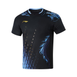 Li Ning stalo teniso serijos varžybų greitai džiūstantys antibakteriniai sportiniai mar&scaron;kinėliai trumpomis rankovėmis Unisex vir&scaron;utiniai drabužiai Juodi AAYU201-2 XXL