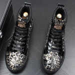 Madingi vyri&scaron;ki madingi laisvalaikio ankle boots pavasaris ruduo kniedės prabangaus prekės ženklo sportbačiai vyri&scaron;ki auk&scaron;ti punk stiliaus batai Zapatos Hombre a8 37 juoda