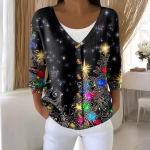 Moteri&scaron;kos mados ilgomis rankovėmis kalėdinis sniego senelis snaigių ra&scaron;to striukė megztinis M vynas