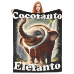 &bdquo;Cocofanto Elefanto&ldquo; juokingas itali&scaron;kas &bdquo;Brainrot&ldquo; meme humoro Z kartos antklodė, &scaron;ilta, mink&scaron;ta, pliu&scaron;inė, mesti antklodę sofai, foteliams 30x40in