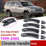 Skirta Jeep Grand Cherokee WJ 1999 2000 2001 2002 2003 2004 Blizgus juodas Anglies pluo&scaron;to Chromuotas Smart durų rankenos dangtelio apdaila I&scaron;orės Metallic Silver 4pcs