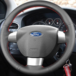 Juodos Dirbtinės Odos Vairo Dangteliai Rankomis Siūti Automobilio Vairo Dangtelis Ford Focus 2 2005-2011(3-Stipinas) Light Blue Thread