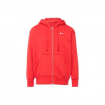 Nike vientisos spalvos su gobtuvu, fleece pamu&scaron;alu, pastorinta moteri&scaron;ka sportinio tipo palaidinė, raudona M raudona