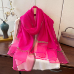 Naujas vienspalvis perliniu &scaron;ilku margintas moteri&scaron;kas pavasario vasaros lengvas didelis skara ilga apvyniojama tarpvalstybinė skara poliesterio audinys pink