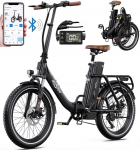 Sulankstomas elektrinis dviratis ONESPORT OT16-2, 250W variklis, 48V 17AH baterija, didžiausias greitis 25 km/h, nuvažiuojamas atstumas 120 km, 20*3.0 colių padangos juoda