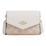 Coach vokelio 12 tipo piniginė su prekės ženklo logotipų pleistru, Signature dengto audinio piniginė, per petį ne&scaron;iojama rankinė, mini moteri&scaron;kos rankinės, balta, chaki, CX162-IMXDM Basic Set (Bag+Dust Bag)