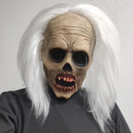 Free labeling and quality inspection for film and television costume props, scary zombie masks, and funny headgear White-haired zombie gray
