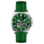 Automatinis vyri&scaron;kas laikrodis Dovanos Kvadratinis skeletinis ciferblatas Mechaninis rie&scaron;o laikrodis Vandeniui atsparus laikrodis Plieninis dirželis Leather strap žalia