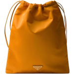 Prada Emalizuotas metalinis trikampis logotipas audinio kelioninis laikymo krep&scaron;ys moteri&scaron;kas gintaro spalvos auksas