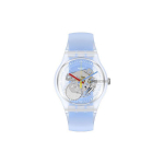Swatch Original Series Skaidrus Kvarcinis Mechanizmas 30M Atsparus Vandeniui Unisex Laikrodis 41Mm Skeletinis Ciferblatas Plastikinis Korpusas Silikoninis Dirželis Unisex Laikrodžiai SUOK156 Reinvigorating Blue SUOK156