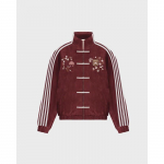 Unisex Oversized Kinų Stiliaus Siuvinėtas Vy&scaron;nių Žiedų &Scaron;varkas Su Mandarinų Apykakle Ir Sagtukais Medium white
