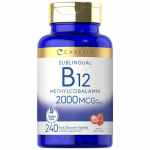 Vitaminas B12 2000mcg Didelė dozė 240 tablečių 4 vnt. Mėnesiui Metilkobalaminas Pagaminta JAV Vitaminas B-12 2000mcg 1 vnt.