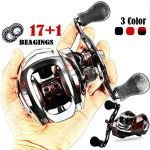 &bdquo;Baitcasting&ldquo; ritės 17 +1BB 7.2:1 Kairė/de&scaron;inė priekinė vilkimo sukimo ritė Metimo žvejybos ritė Left Hand juoda/raudona