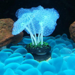 Akvariumo žėrintis dirbtinės medūzos silikono imitacijos vandens augalai, fluorescenciniai