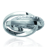 Alliance Argent 'Trio' blanc argent&eacute; (rhodi&eacute;) - 3 anneaux 2 mm