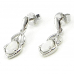 Les Tr&eacute;sors De Lily [I8881] &ndash; Sidabriniai auskarai &bdquo;D&eacute;esse Opale&ldquo; Sidabriniai balti (padengti rodžiu) &ndash; 18x7 mm
