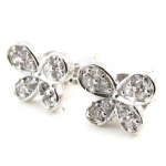 Les Tr&eacute;sors De Lily [I9836] - Boucles Argent 'Papillons' Blanc