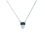 Les Tr&eacute;sors De Lily [J0860] - Collier Argent 'T&ecirc;te de Mort' noir blanc (rhodi&eacute;) - 10x7 mm