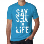 Vyri&scaron;ki vintažiniai mar&scaron;kinėliai Grafiniai mar&scaron;kinėliai Say Yes to Life Aqua XS sodri elektrinė mėlyna spalva