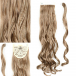 LISI HAIR sintetinis 22 colių ilgio banguotas apvyniojimas aplink segtukus į uodegą plaukų priauginimas blondinai juodi natūralūs plaukai 55 CM