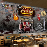 3D retro nostalgi&scaron;ka plytų siena, pritaikyta muzikos teminės juostos tapetai KTV fono sienelės nuimami tapetai pramoninio dekoro freska 200 cm(W) x 140 cm(H)