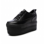 &bdquo;Fujin&ldquo; 12 cm moteri&scaron;kas vasarinis oro tinklelis &bdquo;Fashion Ins&ldquo; balti juodi natūralios odos stori sportbačiai tu&scaron;čiaviduriai kvėpuojantys platforminiai batai su plei&scaron;tais 37